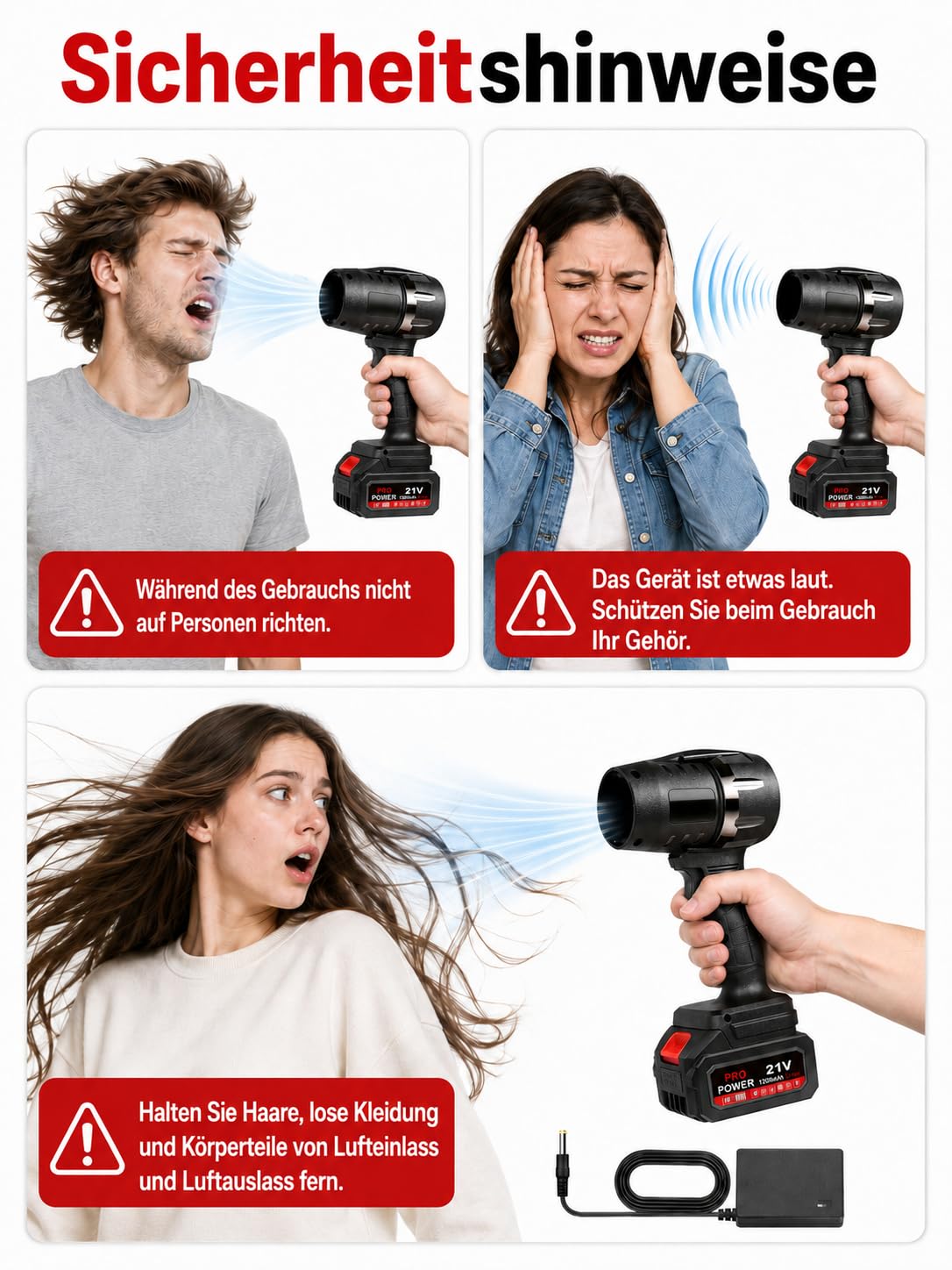 VOBOR Turbo Gebläse mit Akku, 35000 U/min Mini Laubbläser Akku 21V 2600mah, Tragbare Kabelloser Elektrische Staubgebläse Handgebläse für Wegblasen von Laub, Schnee, Staub, Blaskraft