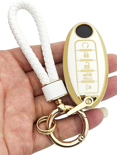 Miniatura 6 de Funda para llavero para Nissan Altima, accesorios de 5 botones, funda inteligente de TPU suave con llavero para Nissan Maxima Rogue Armada