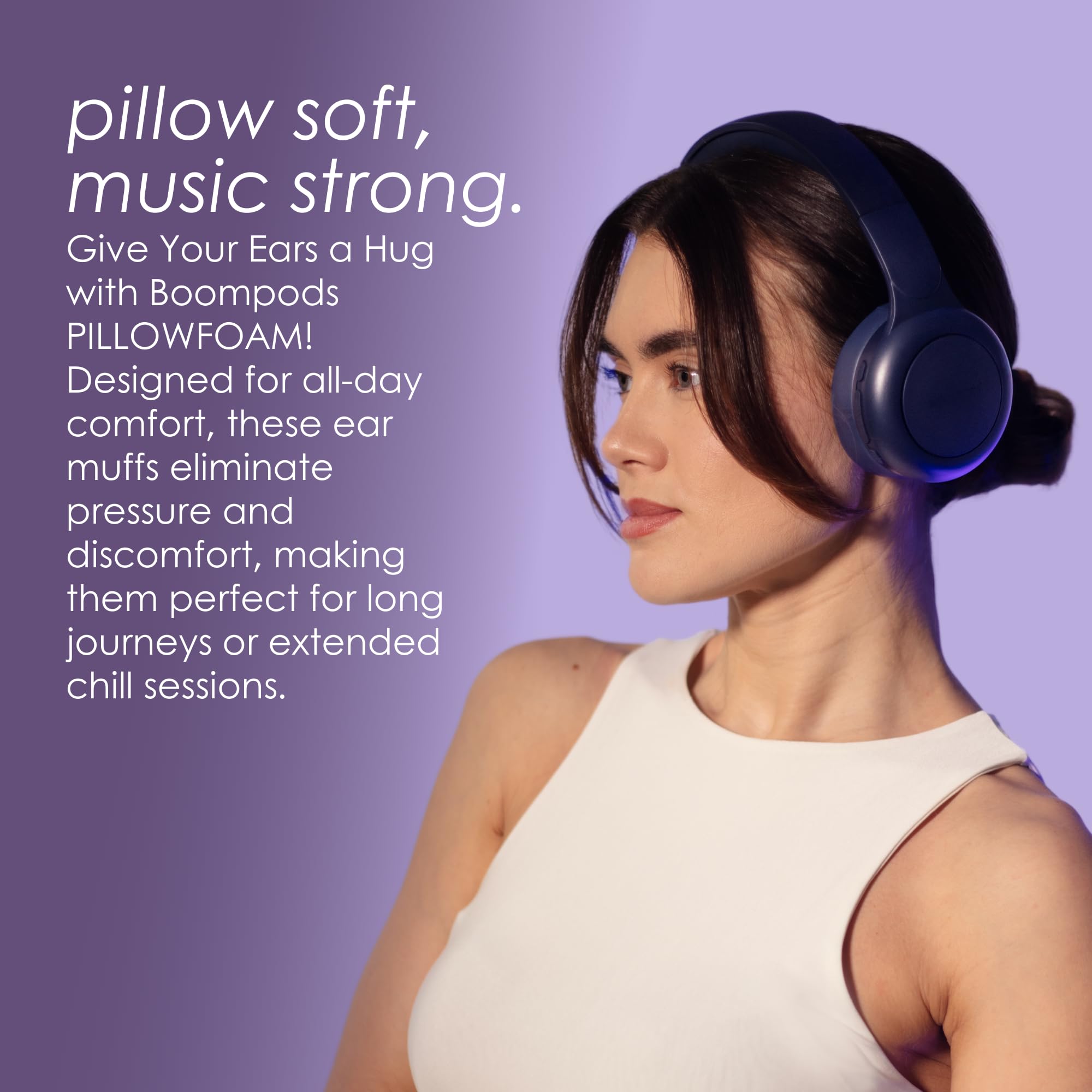 Boompods Headpods Tune Over Ear Headphones - Składane słuchawki nauszne Bluetooth, lekki bezprzewodowy zestaw słuchawkowy z wbudowanym mikrofonem, 65 godzin bezprzewodowej odtwarzania, komfort z