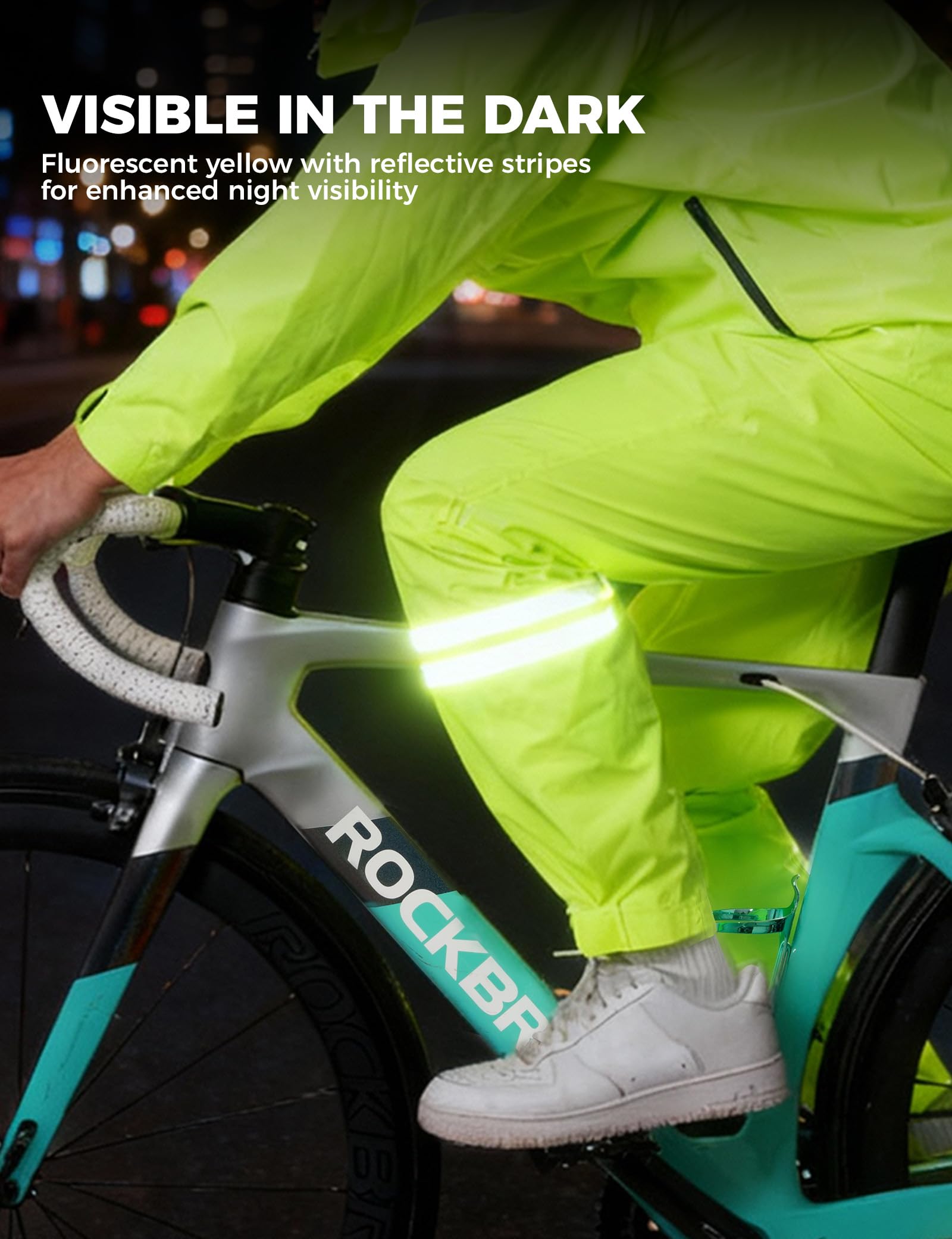 ROCKBROS Pantaloni Impermeabili da Ciclismo Uomo, Pantaloni Antipioggia per Bicicletta Sovrapantaloni Antivento e Traspirante, Abbigliamento Riflettente Sportivo per Escursionismo MTB Bici Running