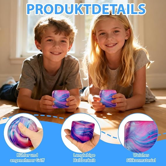 Squeeze Toys – Soft Stress Relief Toys 1.4in Cube for Autism Stress Relief, Stress Balls for Adults and Children, Classroom Prizes – Durable Design, Not Easy to Fall Off (Purple)