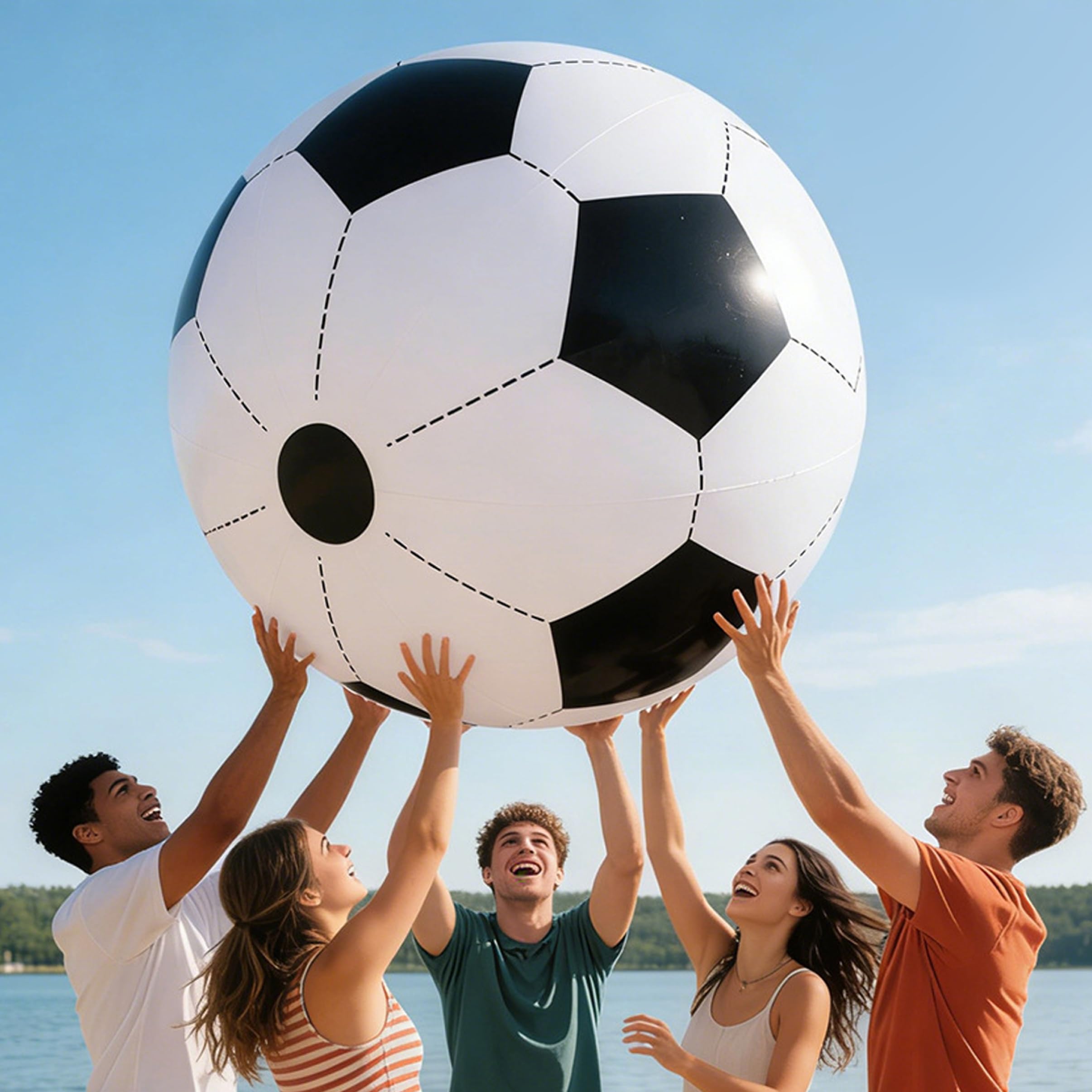 Palloni da calcio gonfiabili da 2 pezzi, palloni gonfiabili giganti da 47 pollici in PVC spesso per divertimento in piscina all'aperto giardino sulla spiaggia