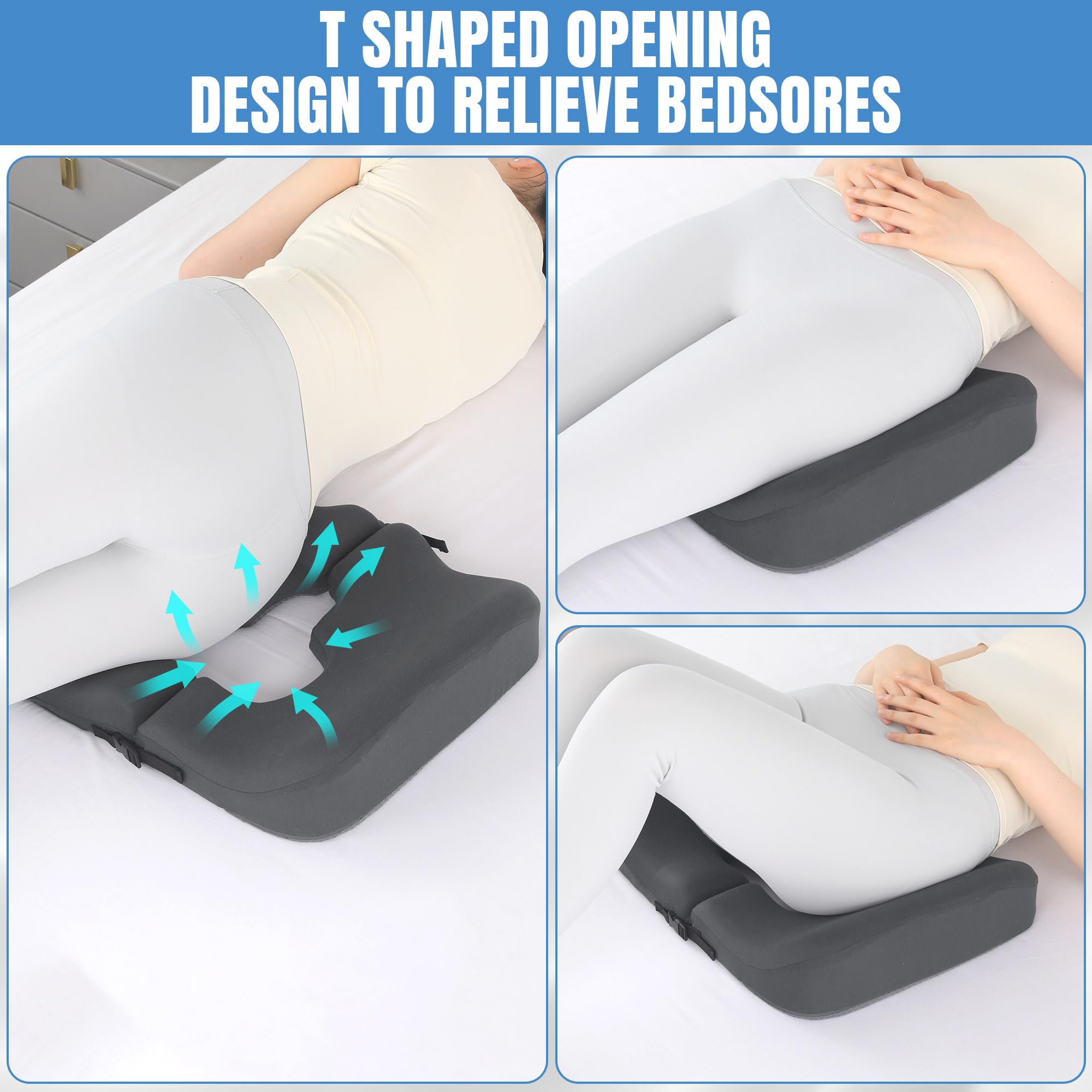 HOMBYS Cojines de espuma viscoelástica para aliviar el dolor de cama para el trasero, almohada de alivio de presión para dormir y sentarse, cojín para úlceras de cama en las nalgas, almohada de