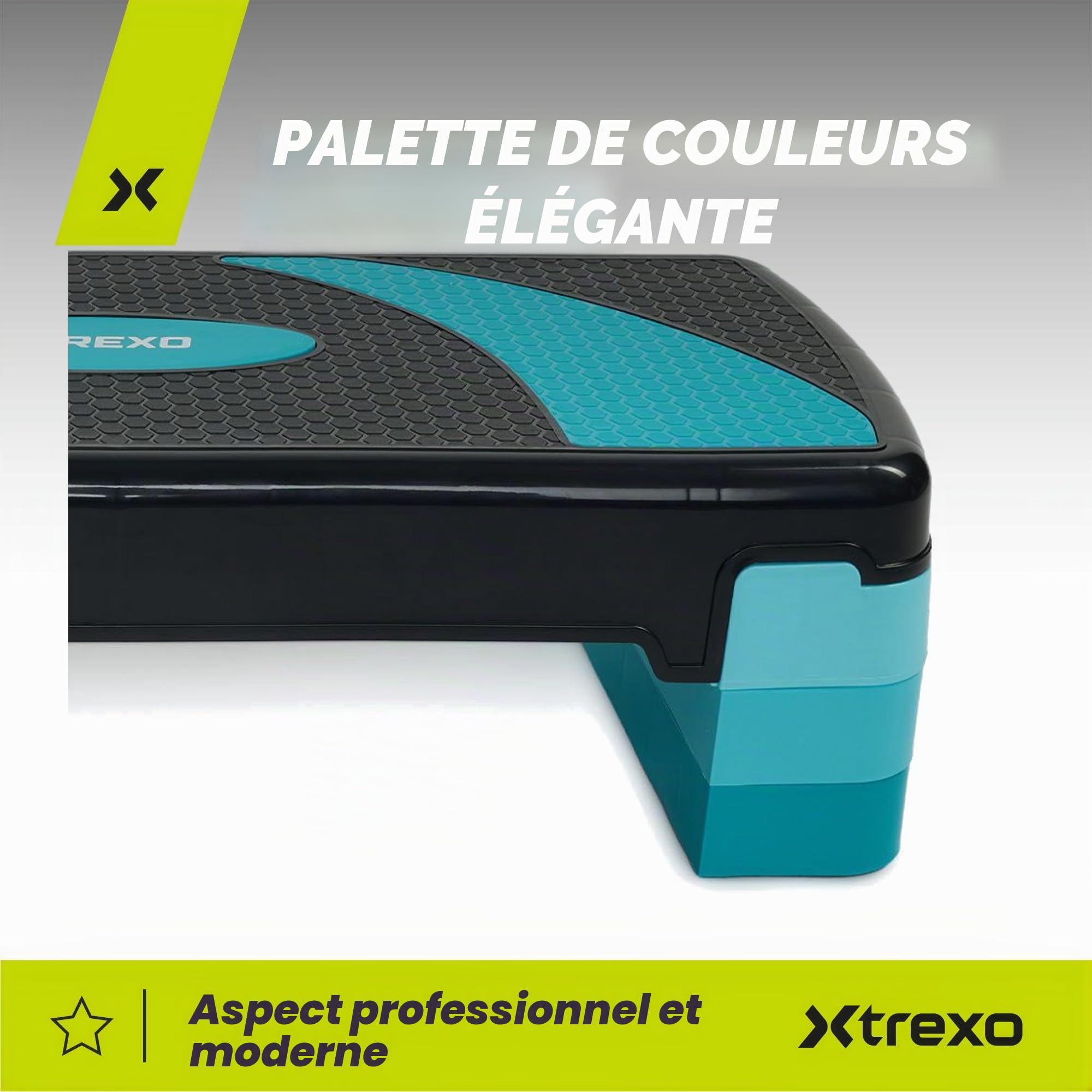 TREXO Marche aérobique 78 x 30 cm hauteur réglable 10-20 cm polypropylène TPR cardio fitness