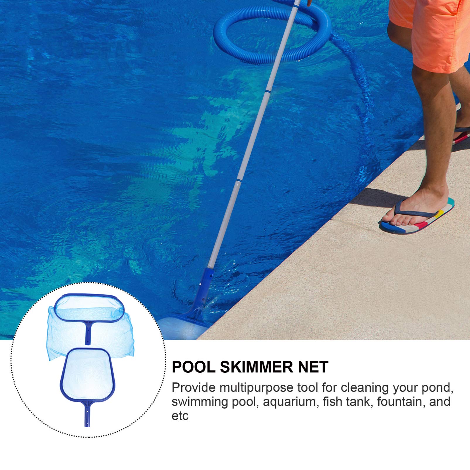 Yardwe Red de Limpieza para Piscinas Desmontables Rastrillo Retráctil de Aluminio y PVC, Fácil de Instalar para Decoracion Verano y Mantenimiento