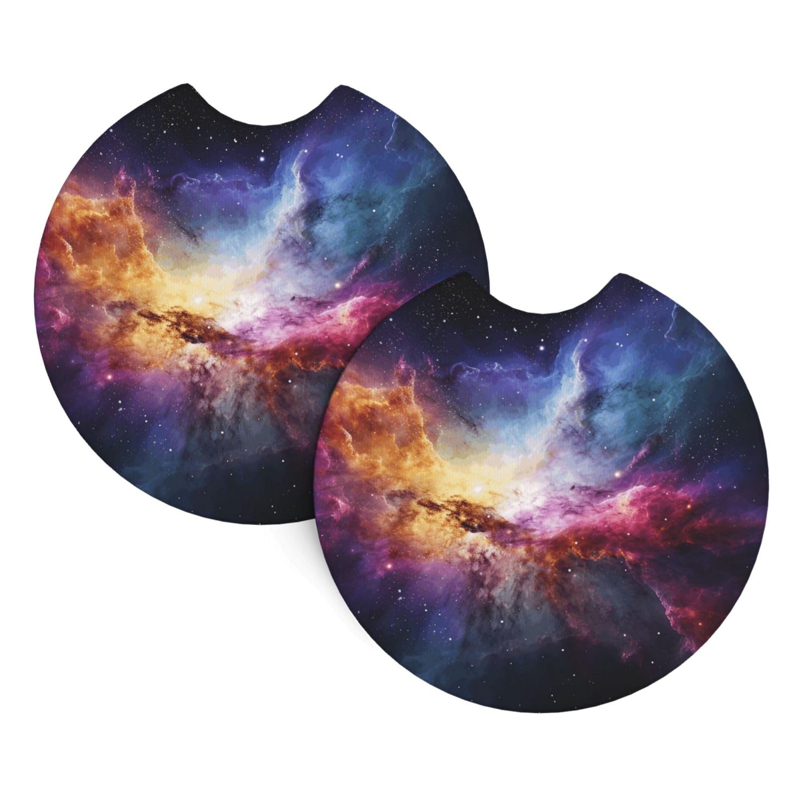 2PCS Car Coaster for Cup Holders Universal Auto Cup Mat Nebula and Galaxy in The Universe Cup Coaster Pad 2.7" Waterproof Neoprene Non-Slip Cup Holder Coasters Car Interior Accessories for Women Men