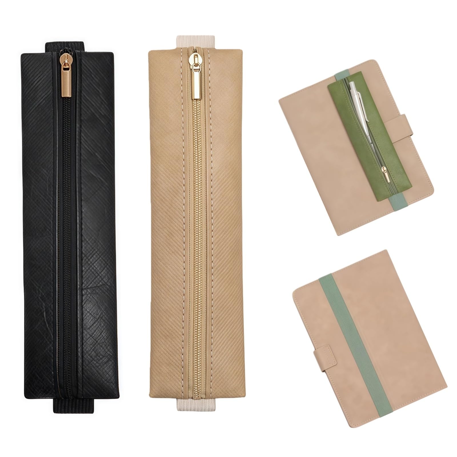 Pochette fine à fermeture éclair pour planificateurs et carnets de notes haut de gamme