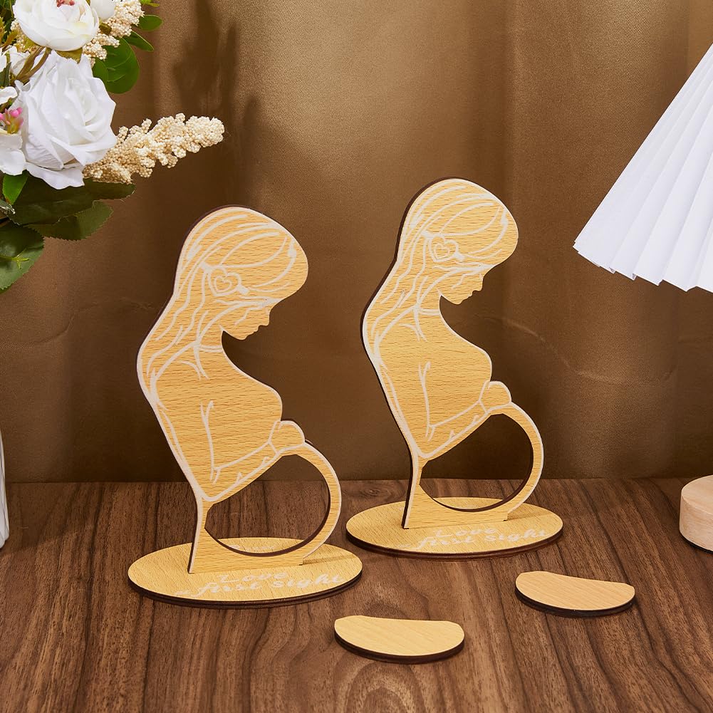 DICOSMETIC 2Sets Wood Ultrasound Picture Frames Handcrafted Sonogram Photo Frame Baby Keepsake Holder Baby Birth Memorial Display Stands for Pregnant Women Mom Gift - Image 4