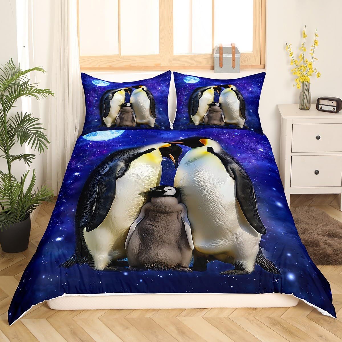 Manfei Cute Penguin Kids Duvet Cover Set Single Size, Animal Theme Comforter Cover - Image 3