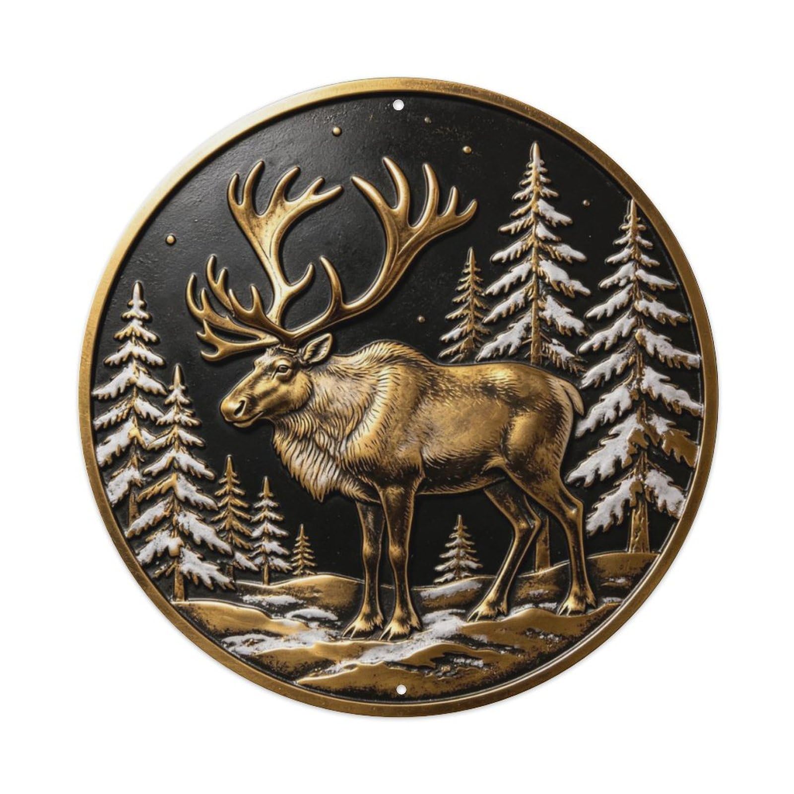 Arctic Caribou Circular Metal Tin Sign Plaque