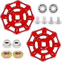 ZHMEINA 2 Pack Red Cast Iron Outdoor Faucet Handles - 8mm x 8mm Square Stem Spigot Replacement with Screws & Washers