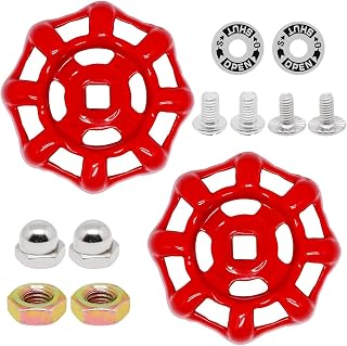 ZHMEINA 2 Pack Red Cast Iron Outdoor Faucet Handles - 8mm x 8mm Square Stem Spigot Replacement with Screws & Washers