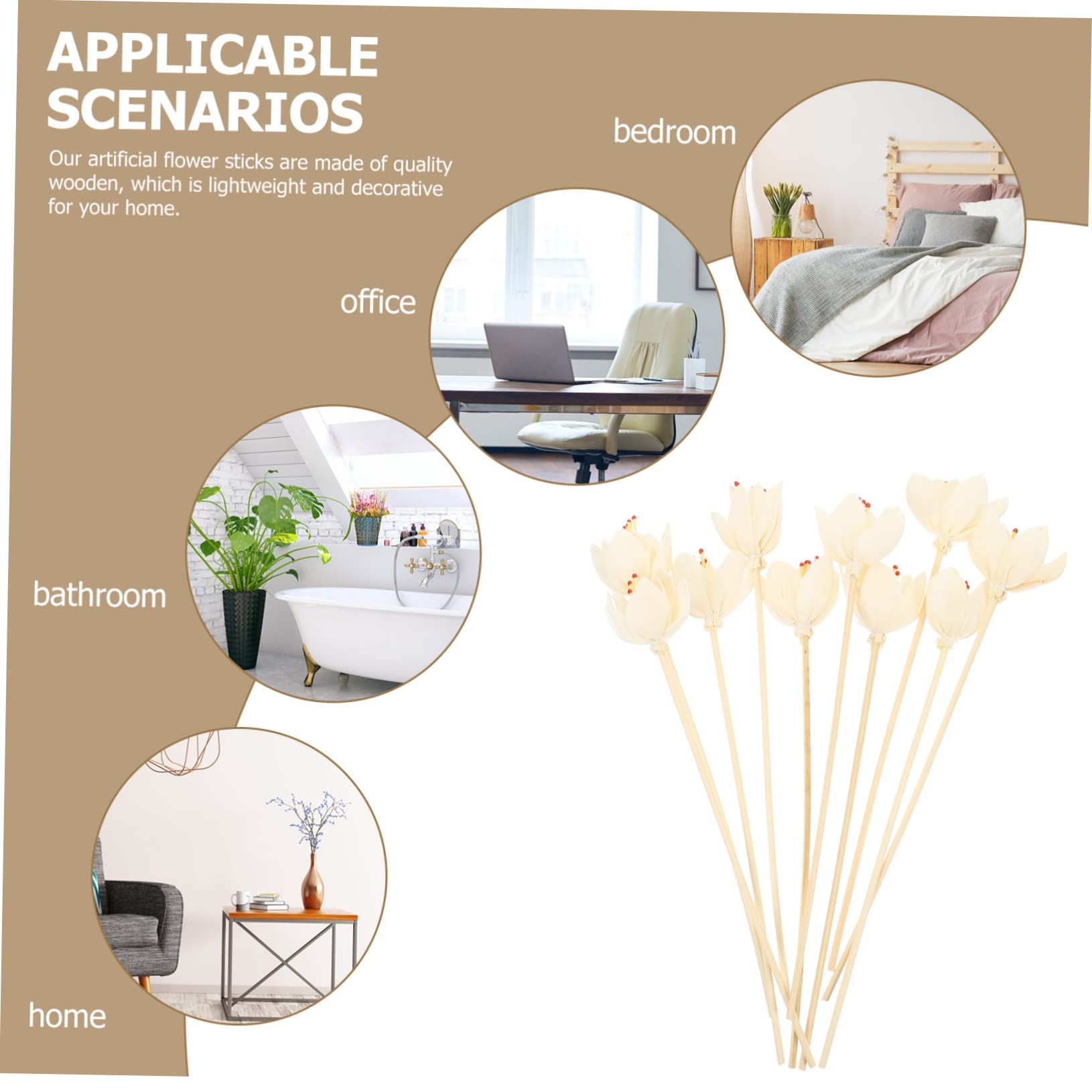 Cabilock 50 Stück Aromatherapie-Rattan Parfümdiffusor mit künstlichen Blumen künstliche Rosenblüte getrocknet Luft Schilf wohnungseinrichtung wohnungsdeko Aroma-Sticks Diffusorstab