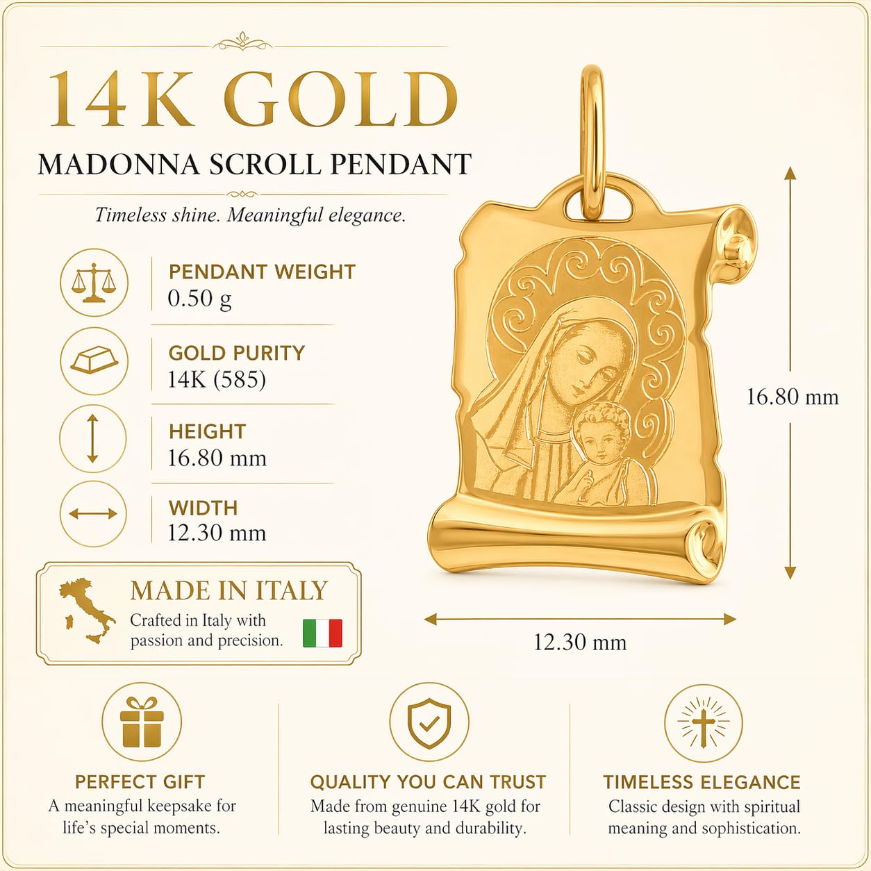 Rodium - Goldene Anhänger, 14 Karat (585) Goldene Medaille, für Frauen und Mädchen, Charms für Halskette, Kettenanhänger für Goldschmuck