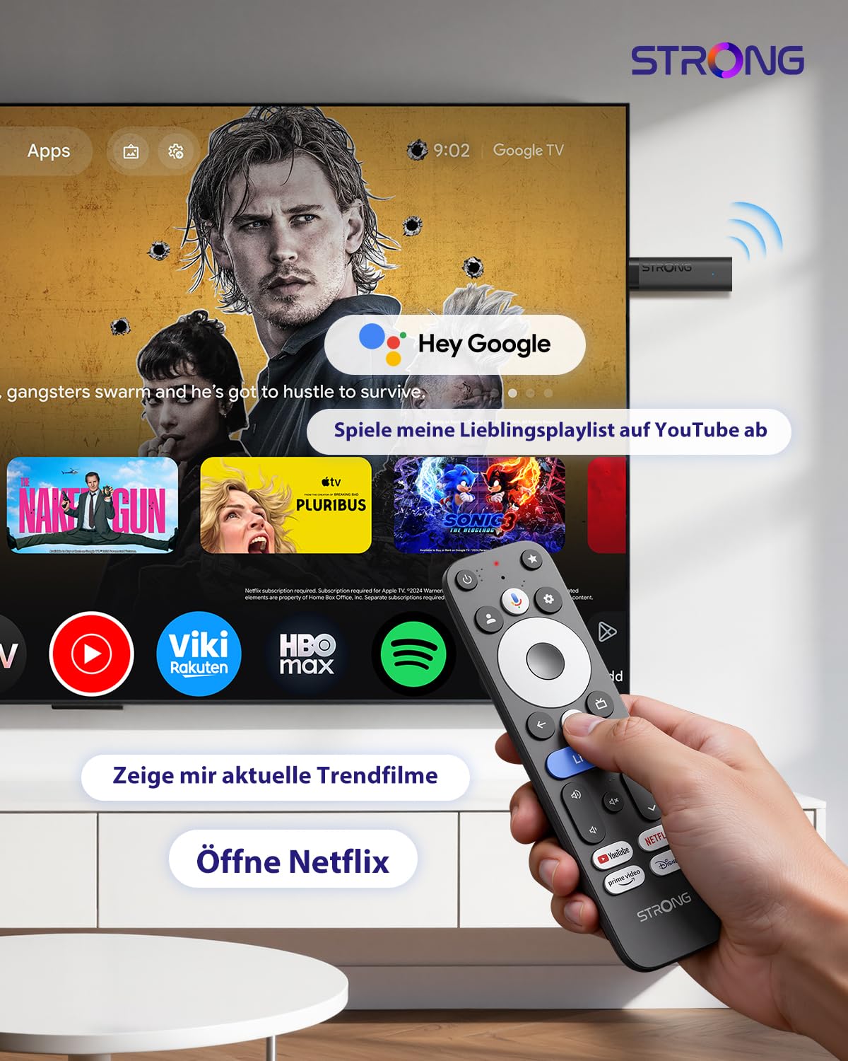 STRONG LEAP-NOVA-X Streaming TV Stick 4K Ultra HD Android 14 32GB Dolby Vision HDR10+ Wi-Fi 6 HDMI 2.1 Sprachsteuerung
