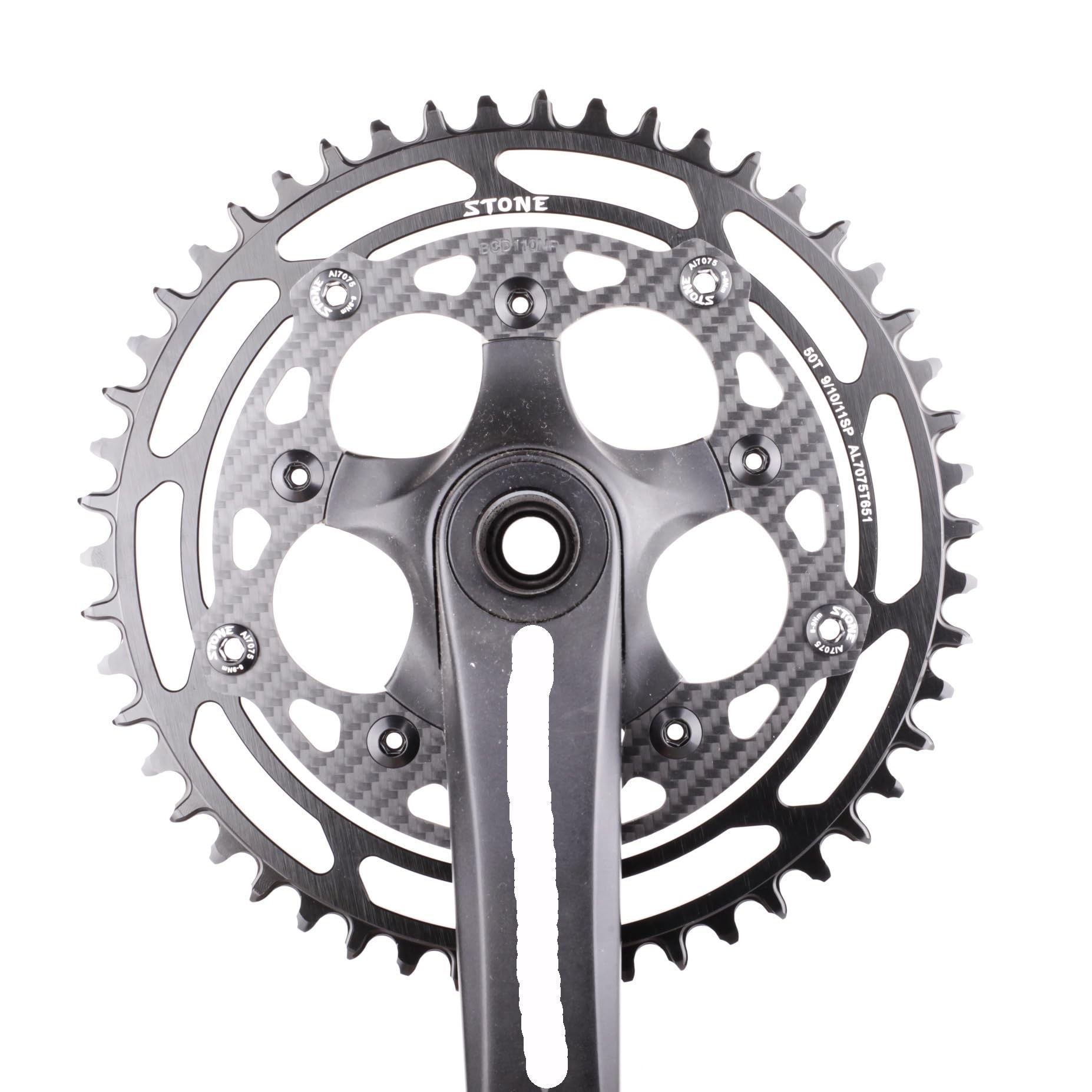 Platos para Bicicletas Plato Redondo Offset Interior Carbono 110BCD 5 Tornillos Plato Ovalado 32 MTB(60T)