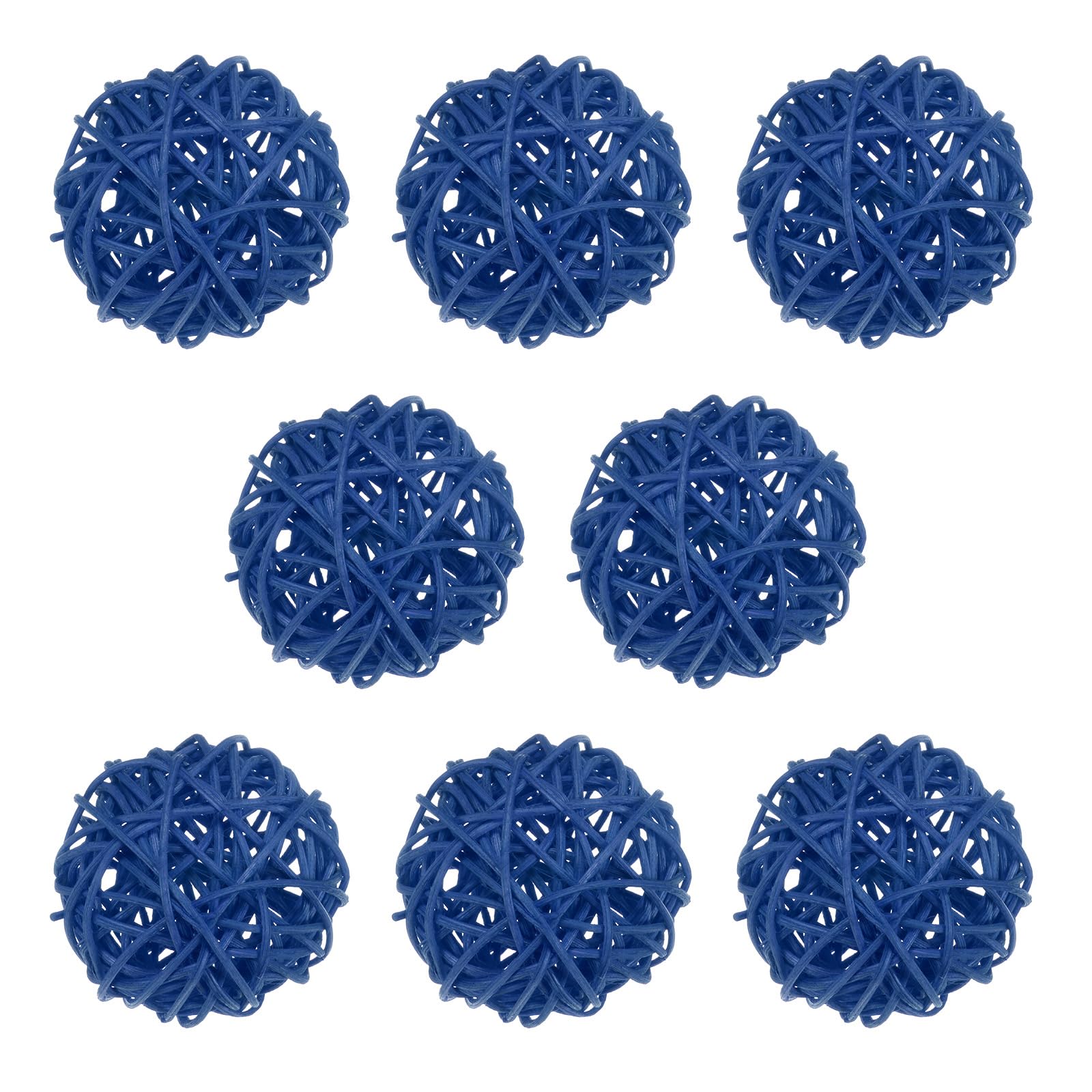 M METERXITY 8-Pack Wicker Rattan Balls 60mm/2.4 Inch Decorative Rattan Balls Orbs Vase Fillers Bowl Fillers for Christmas/Weddings/Thanksgiving/DIY Crafts/Home Decor [Blue]