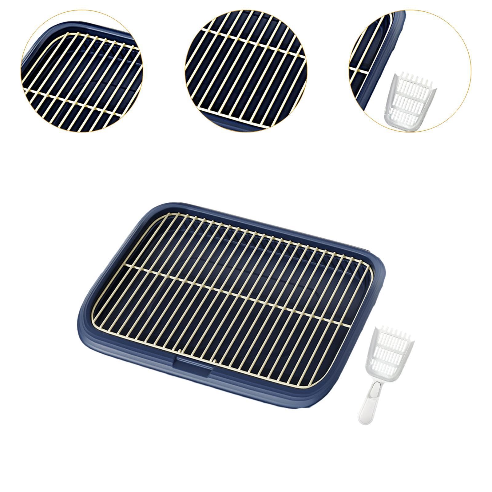 Bothyi Dog Potty Toilet Training Tray Indoor Potty Tray Mesh Grids Indoor Removable Dog Toilet Pet Indoor Pads Holder for Small Dogs, Dark Blue, L