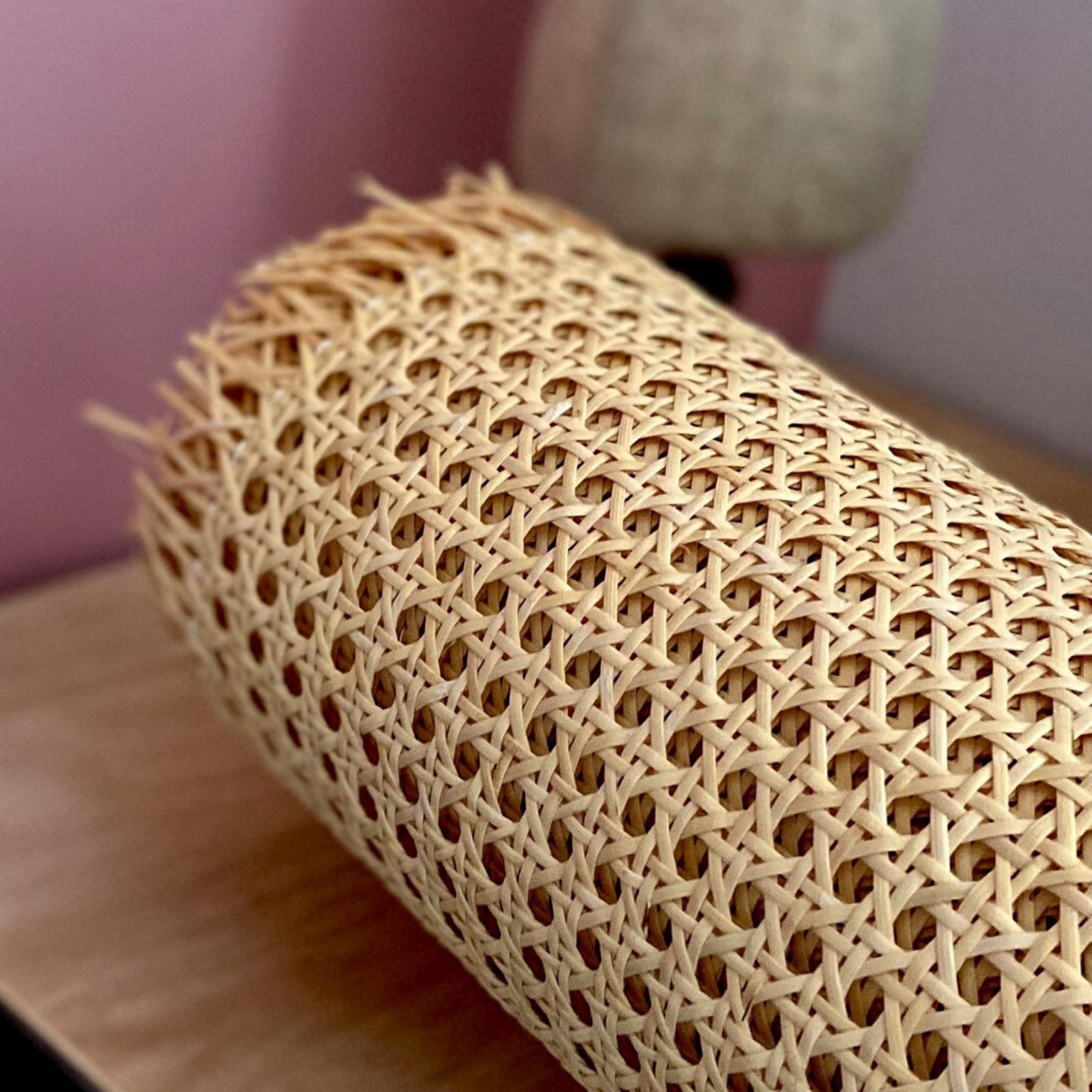 1 Roll Rattan,6.6ft x 13.8inch PE Cane Webbing Roll,Anti-Mildew Woven Open Mesh Rattan Roll,for Caning Projects Star Anise Wide Rattan Sheet for DIY Crafts,Furniture - Image 4