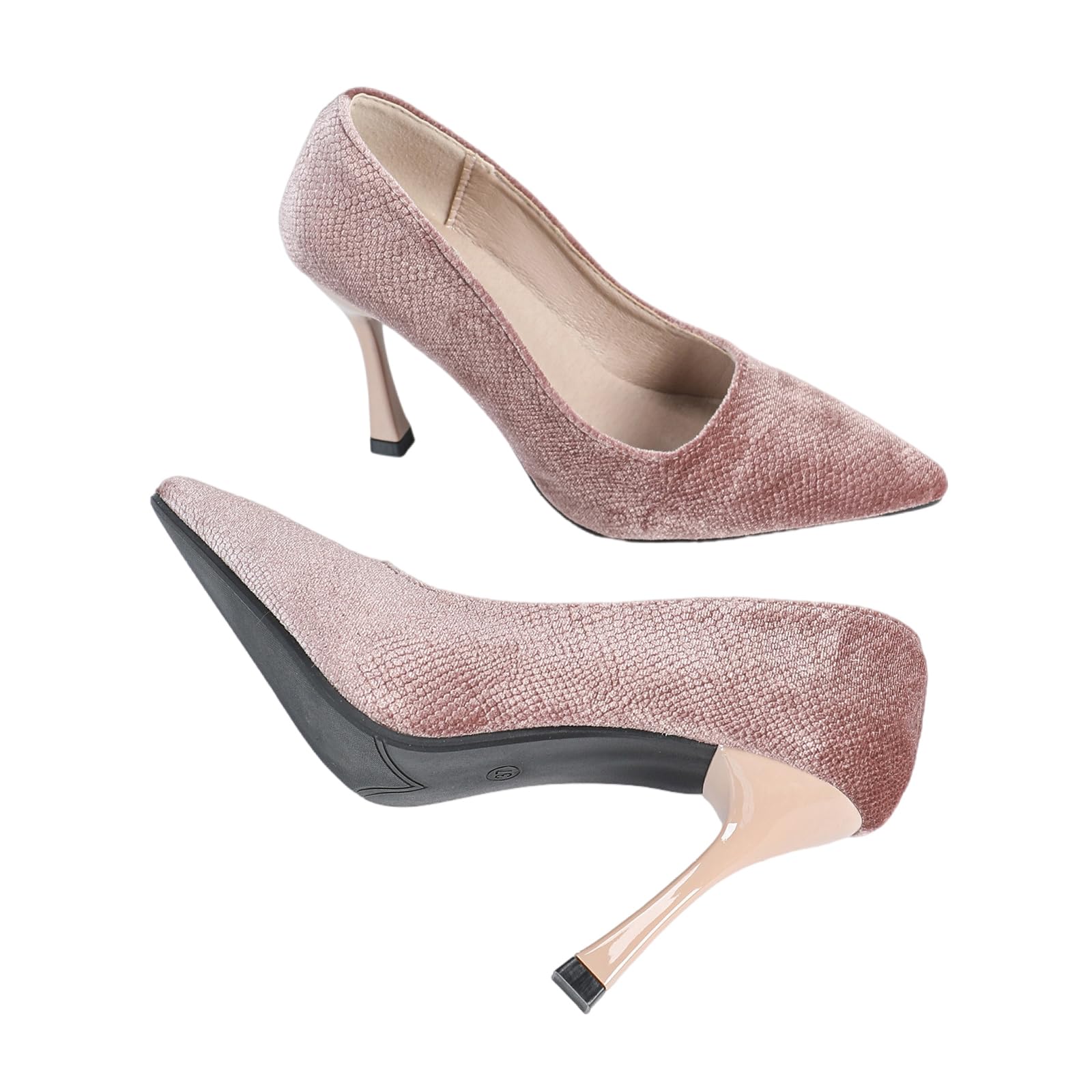 Décolleté da donna eleganti in velluto blu scuro con tacco alto di 9 cm | Scarpe professionali da donna con tacco a spillo da 3,5 pollici, per ufficio e invitati a matrimoni