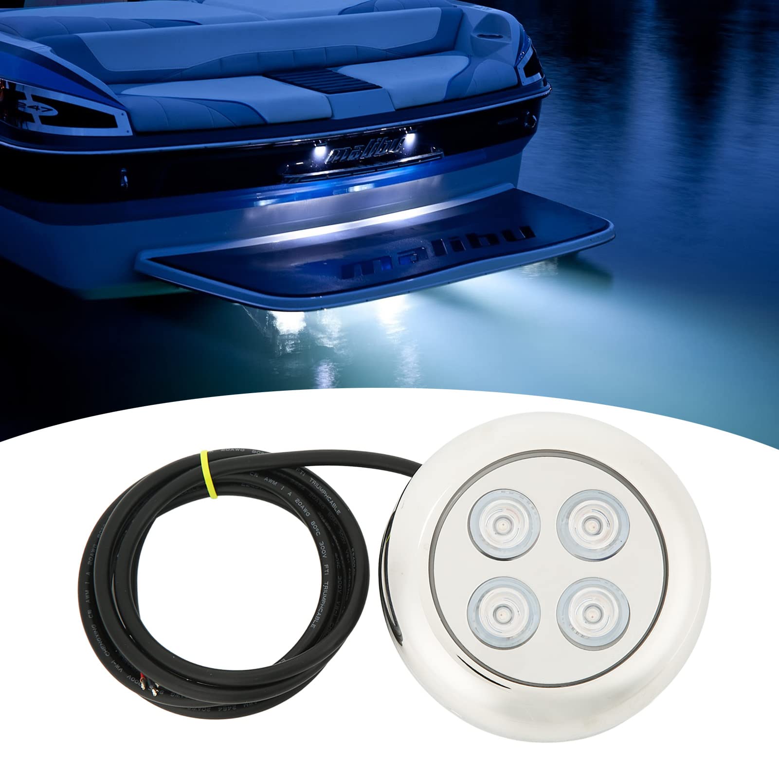 Luz submarina marina, lámpara de piscina de agua de mar impermeable IP68, luz de casco de bote, luz de domo marino LED, accesorio de iluminación de acento submarino (RGBW)