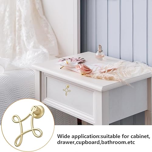 Miniatura 5 de Tiradores de gabinete en forma de nudo chino, 4 manijas colgantes de oro macizo, pomos de aleación de zinc con tornillos de montaje para armarios,