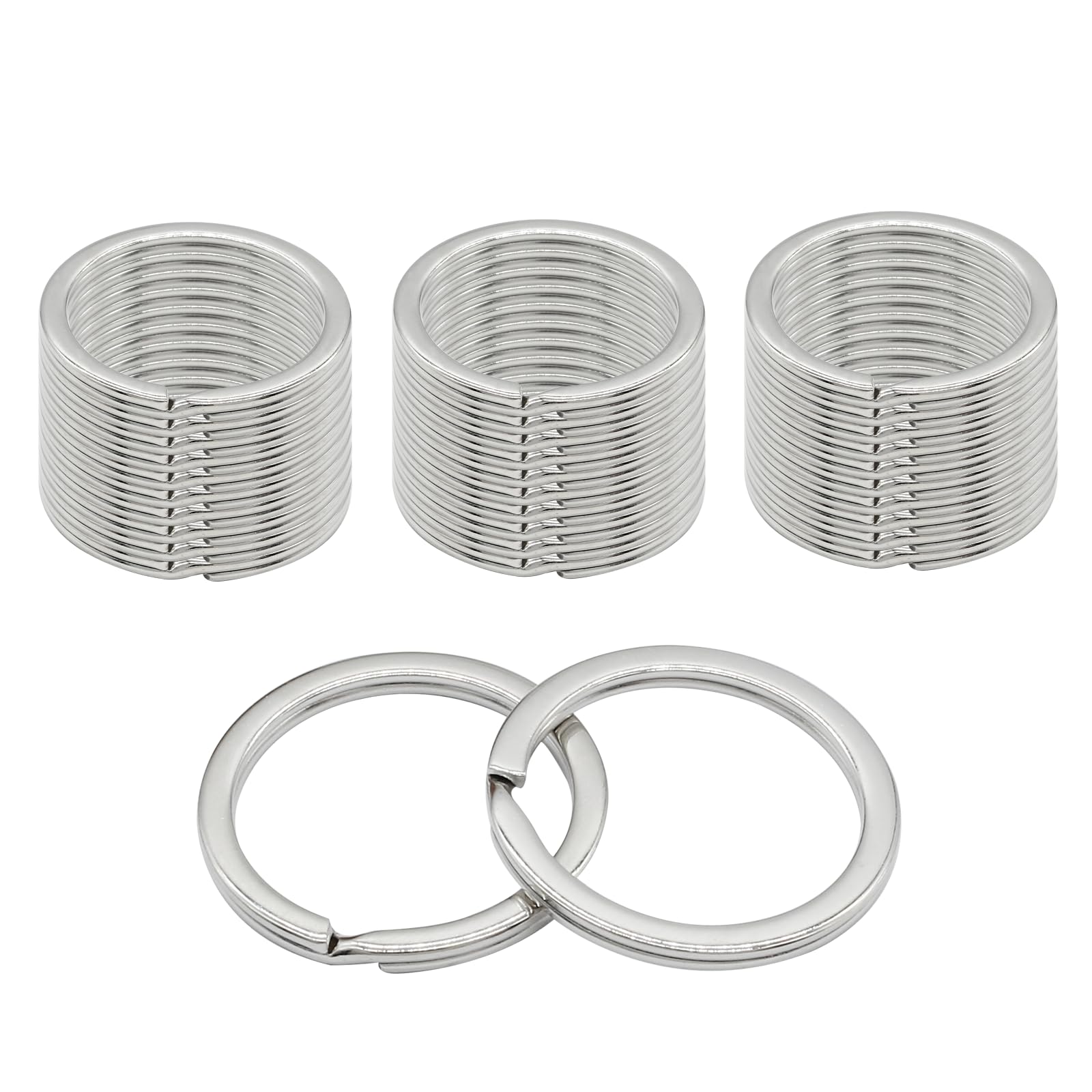Anelli portachiavi piatti in metallo, 100 pezzi, 30 mm, in argento, piccoli anelli spaccati rotondi per casa, auto, ufficio, chiavi, organizzazione fai da te, accessori artigianali
