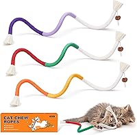 Potaroma Chew Ropes Cat Toys 3-Pack with Refillable Catnip - Safe Teeth Cleaning for Kittens, Interactive Catnip Toys 19.5"