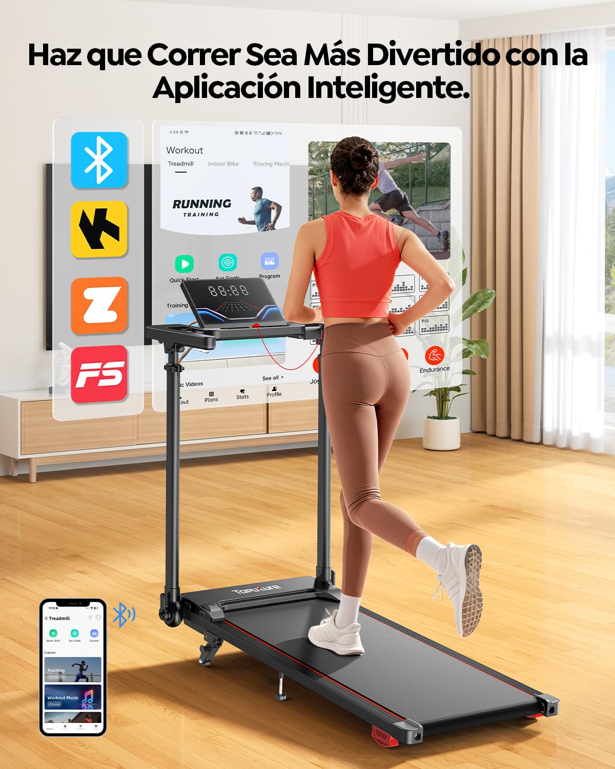 Tapis Roulant Elettrico con Inclinazione, Tapis Roulant Pieghevole con Pendenza, 12km/h Walking Pad, Nessuna Installazione Richiesta, App e Telecomando, Design Salvaspazio per Casa e Ufficio