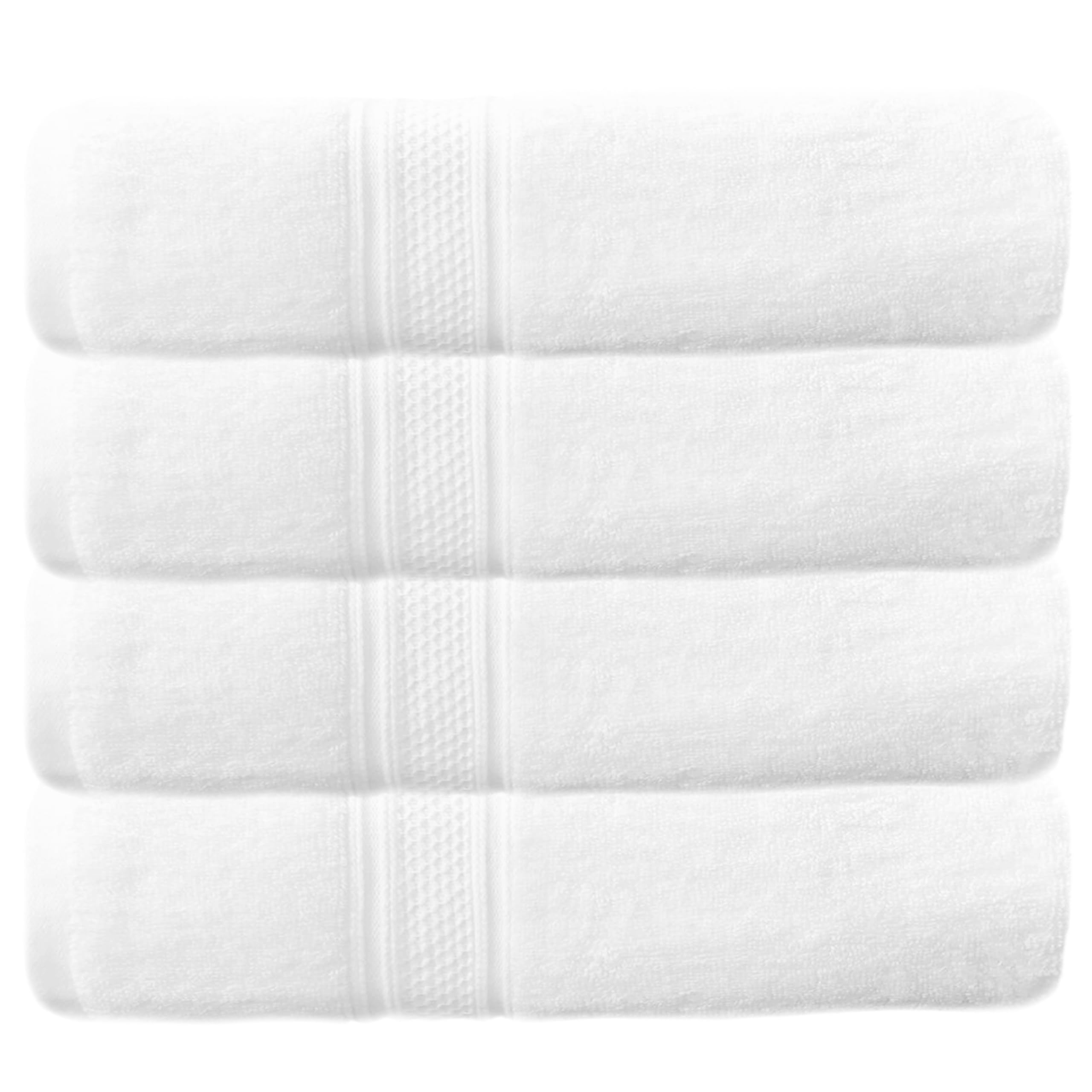 Robust Bath Towel Set 600 GSM 100% Terry Combed Cotton Quick Drying Highly Absorbent Thick and Fluffy Bathroom Towels - Soft Luxurious Hotel Quality for Bath and Spa,4 Pack Set (70 X 140 cm) (White)