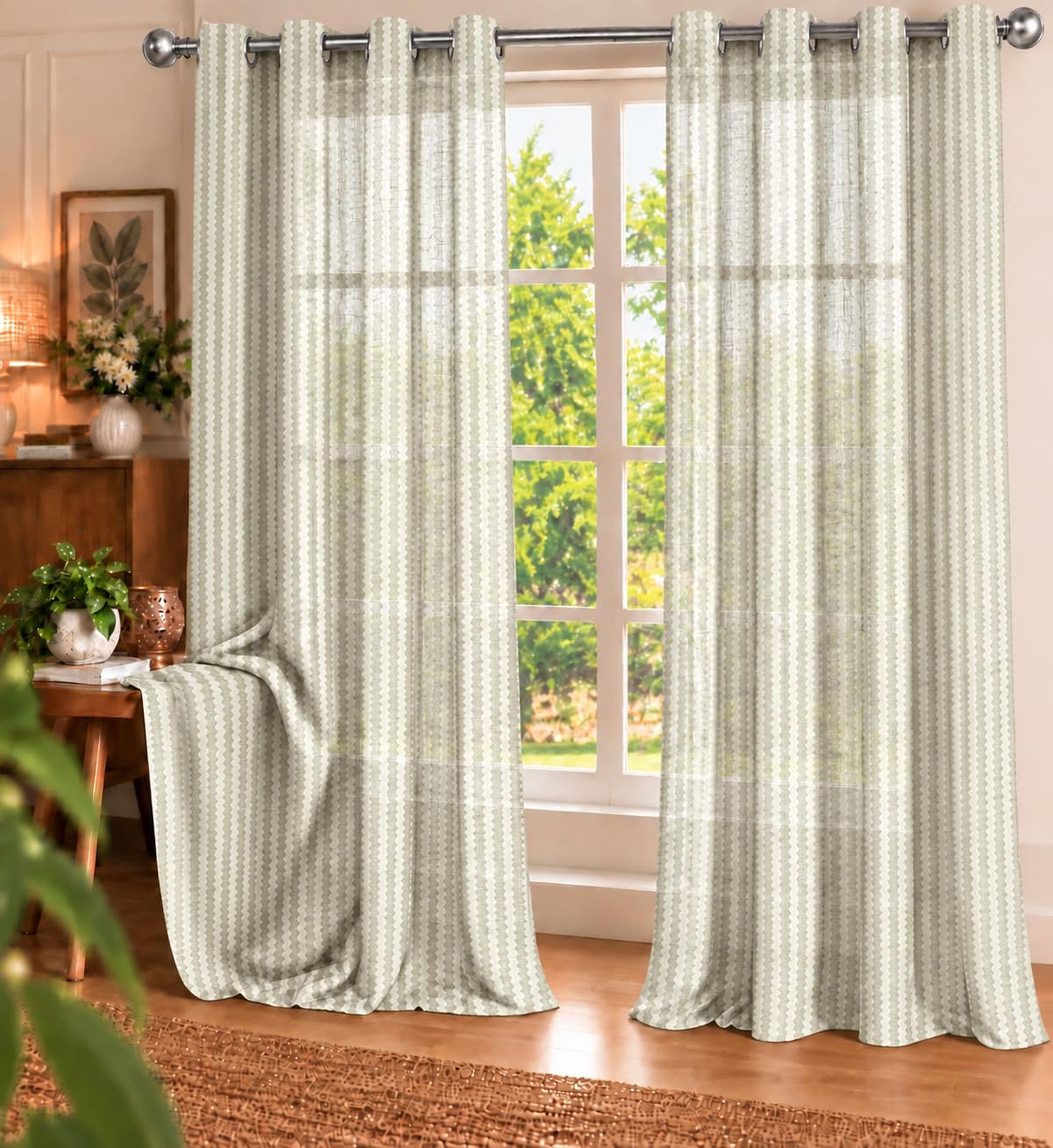Sheer Polyester Curtains - Light Filtering White -1
