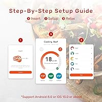 Vista 4 de Wireless Meat Thermometer, Bluetooth Thermometer, Smart Digital Wireless Meat Thermometer with App Control, IP69 Waterproof, Digital Cooking