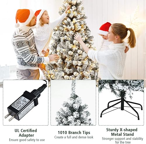 Miniatura 4 de Nightcore - Árbol de Navidad artificial preiluminado de 7.5 pies, pino con bisagras flocadas de nieve con 1010 puntas de ramas y 450 luces LED