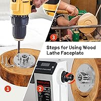 Vista 57 de Placa frontal de torno de madera de acero de 2 pulgadas, placa frontal para torno de madera, placa frontal de torno apta para husillo de 1 pulgada x