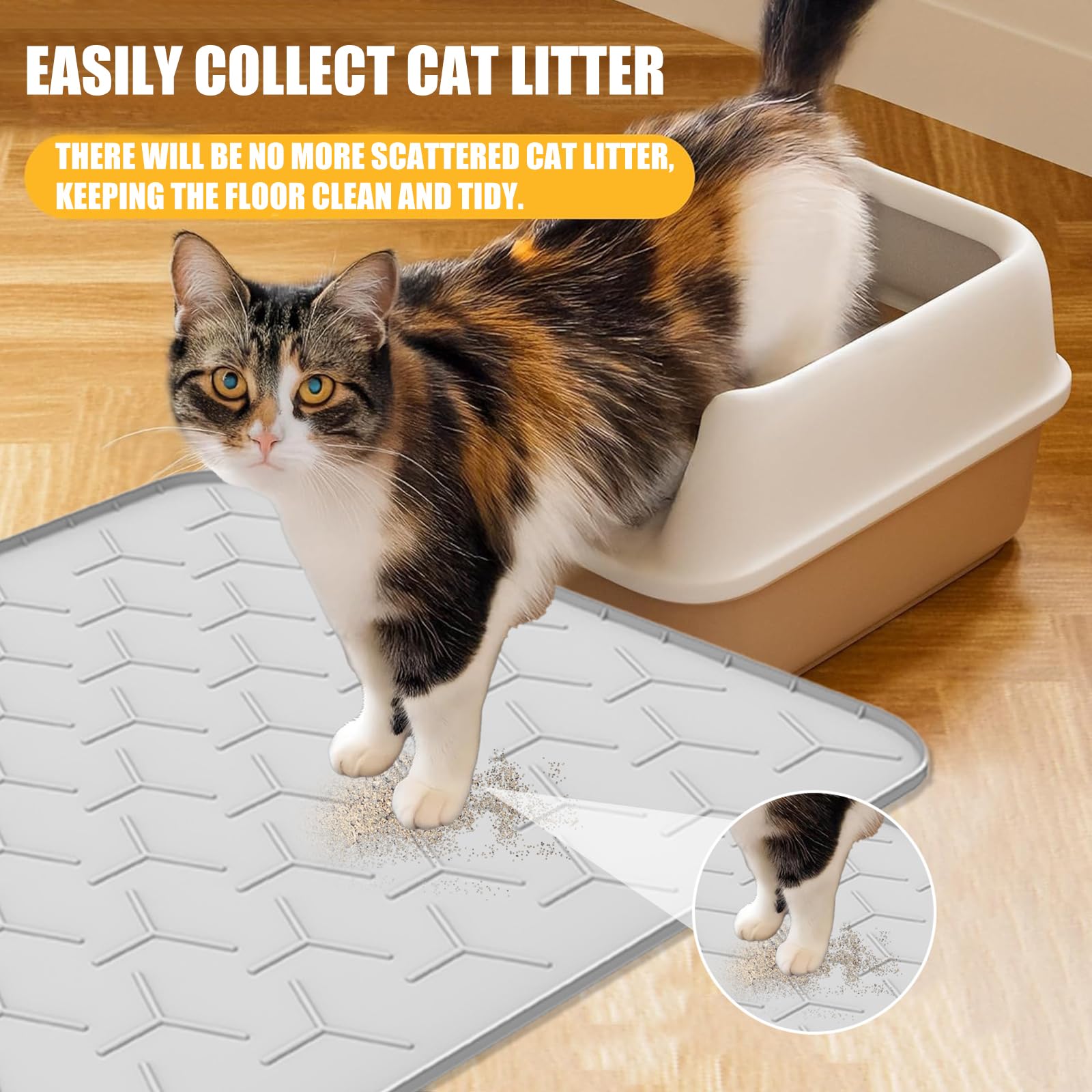 Tapis de litière antidérapant pour chat pour protéger contre les déversements de nourriture pour animaux, facile à nettoyer, multifonctionnel, pour nourrir les chats sur le sol des maisons