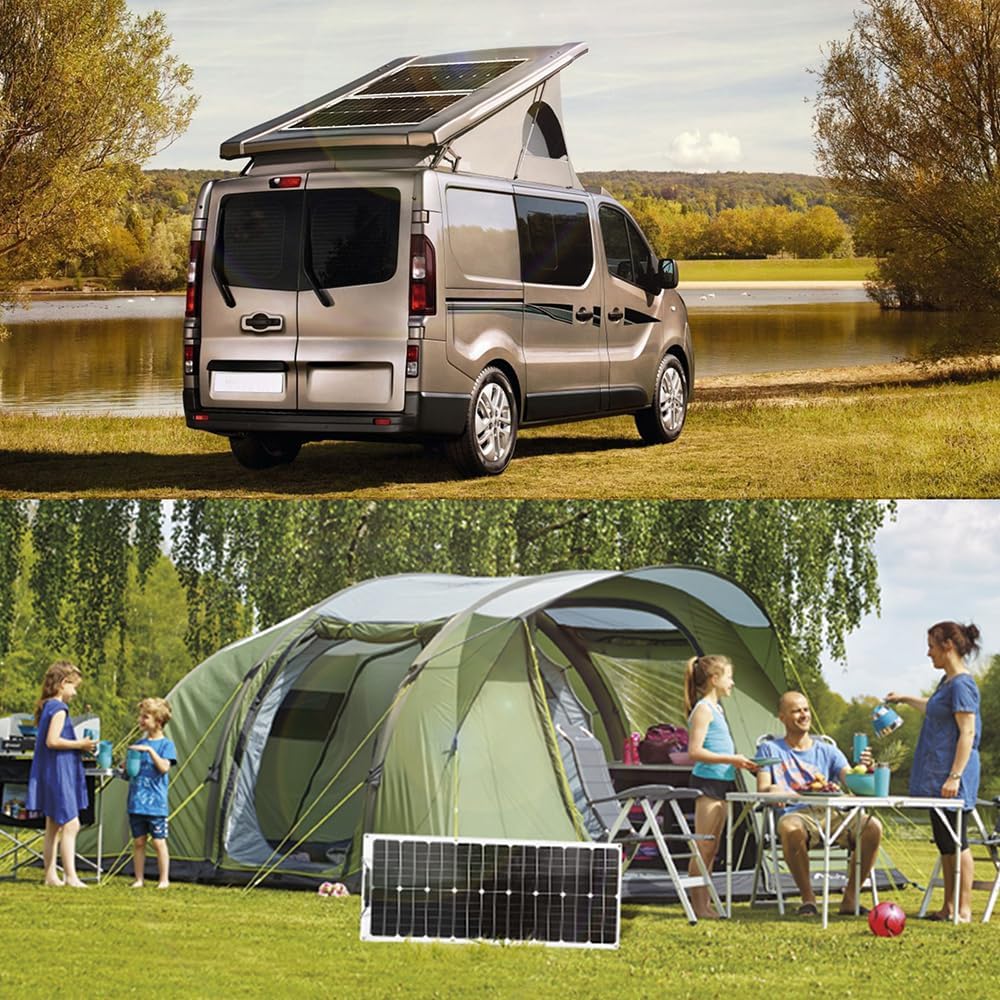 Flexible Solarpanel Kit 50w Solar Set 12V, 50Watt Solaranlage Wohnwagen | Solarmodul Komplettset mit 10A 12V/24V Solar-laderegler Solarkabel für 12v Batterien Wohnmobil Camping Boot