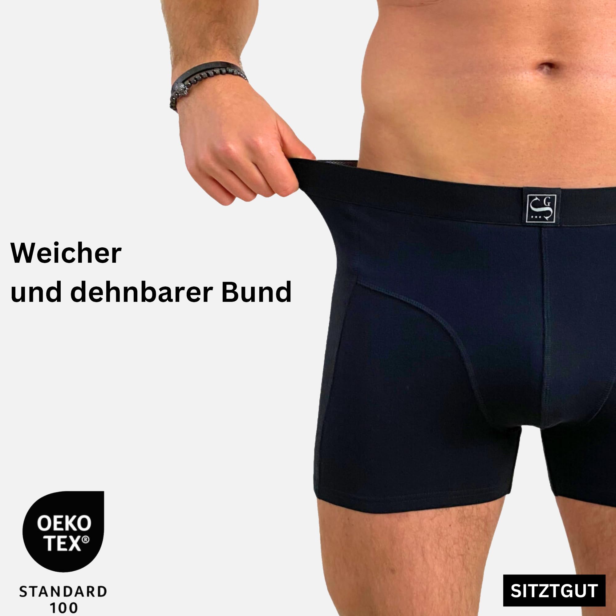 SITZTGUT Boxershorts Herren aus Baumwolle - Trocknergeeignet, Kratzfrei ohne Etikett, Bequeme Passform