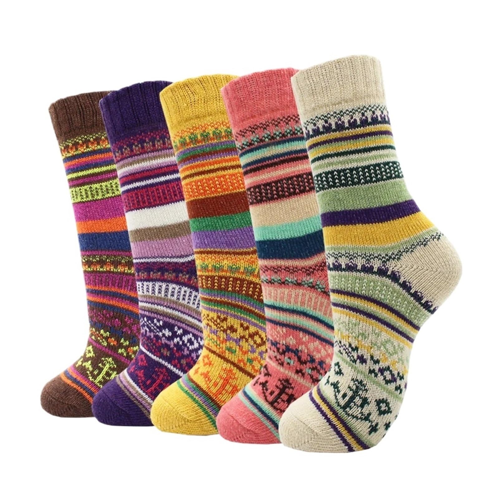 5 Pares De Calcetines Lana Conejo Cálidos Y Coloridos For Mujer, Ideales For Otoño E Invierno. Gruesos Cachemira For La Nieve