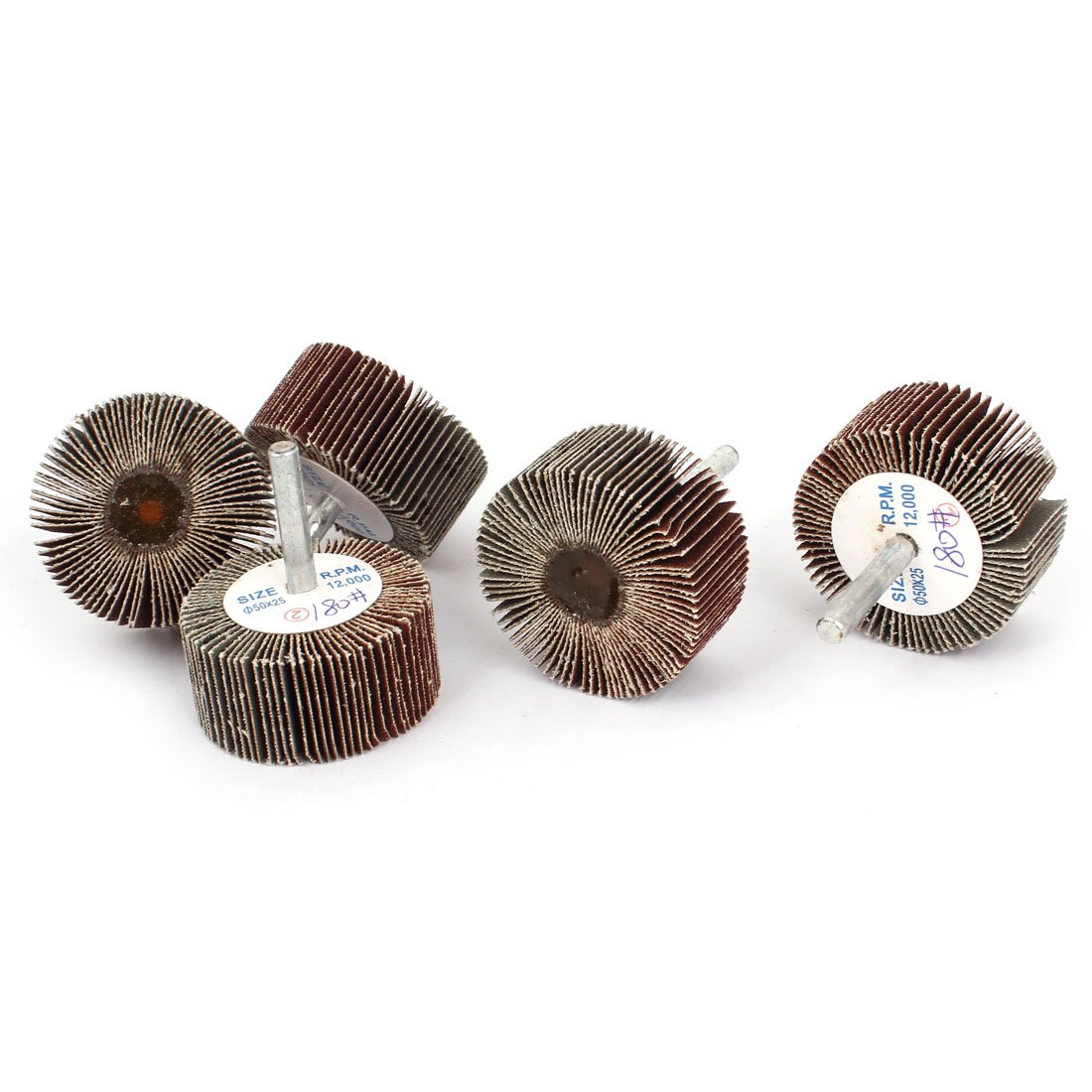 Aexit 5 Pieces Abrasives 180 Grit 50x25x6mm Cylindrical Grinding Polishing Flap Wheel Discs Model:80as293qo334