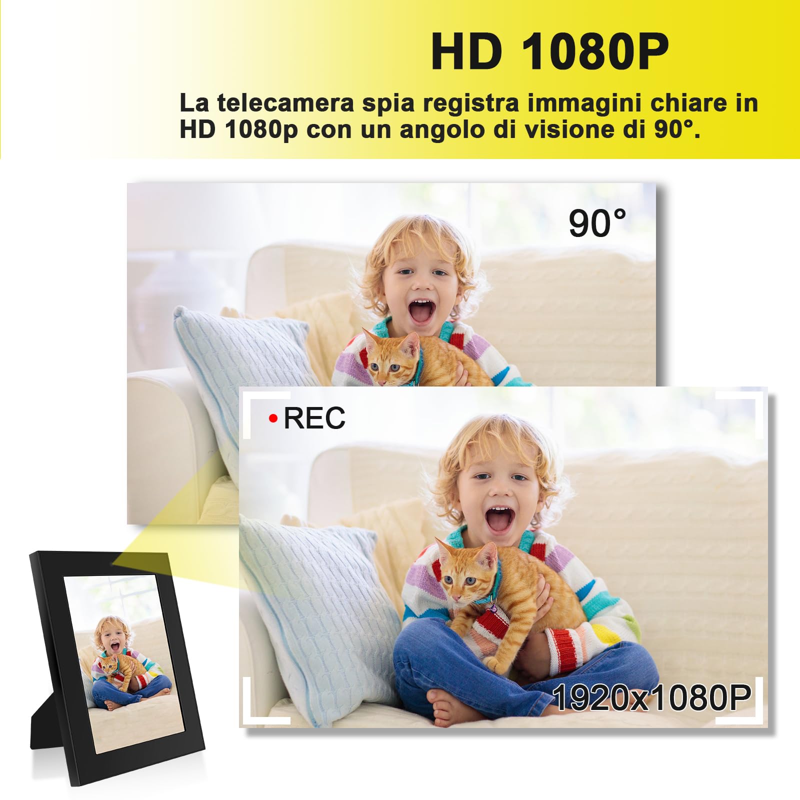 LXMIMI Telecamera Nascosta, Mini Telecamera Nascosta Cornice Digitale, Mini Telecamera Spia HD 1080P con Rilevamento del Movimento e Registrazione in Loop