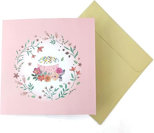 Miniatura 5 de Tarjeta de feliz cumpleaños, tarjetas de regalo de cumpleaños con diseño de pastel rosa 3D, divertida tarjeta de regalo de cumpleaños con sobre y