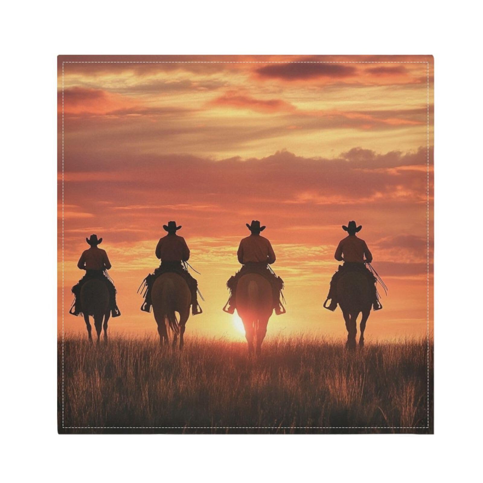 Ttgoth Western Cowboy Cloth Napkin Set of 4 Washable & Reusable Dinner Napkins for Dining Table, Banquets, Wedding, Party, 50x50 cm