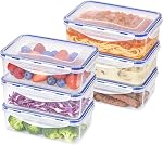 KIGI Conteneurs de stockage des aliments, 4 Sidérurgie latérale, étanche, fuite-proof & Empilable, Idéal pour la préparation des repas, Déjeuner & Restes, Micro-ondes & Lave-vaisselle sans danger, en plastique sans BPA, 38 oz, 4.8 Coupe, 6 Ensemble de pièces