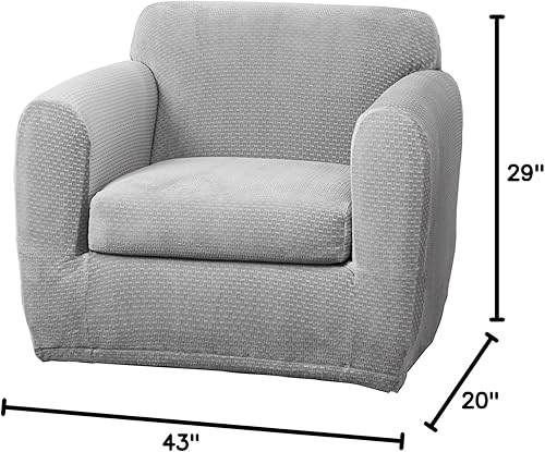 Miniatura 4 de SureFit Funda elástica moderna para sofá biplaza de 3 piezas, color gris