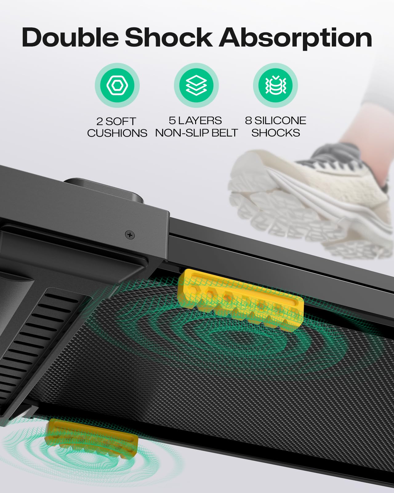 UREVO Smart Walking Pad, kompaktes Laufband unter Schreibtisch mit Acht-Punkt-Stoßdämpfungs, UREVO APP Smart Coach Unterstützt den Wettkampfmodus, Fernbedienung oder App-Steuerung für Zuhause/Büro