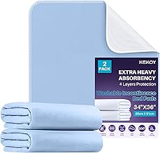 Kekoy Reusable Incontinence Bed Sheets Washable 2-Pack, 34''x36'' Waterproof Sheets for Bed Wetting Mattress Protector, Washable Bed Pads for Incontinence Adults, Elderly, Bed Pads for Kids, 86x91cm