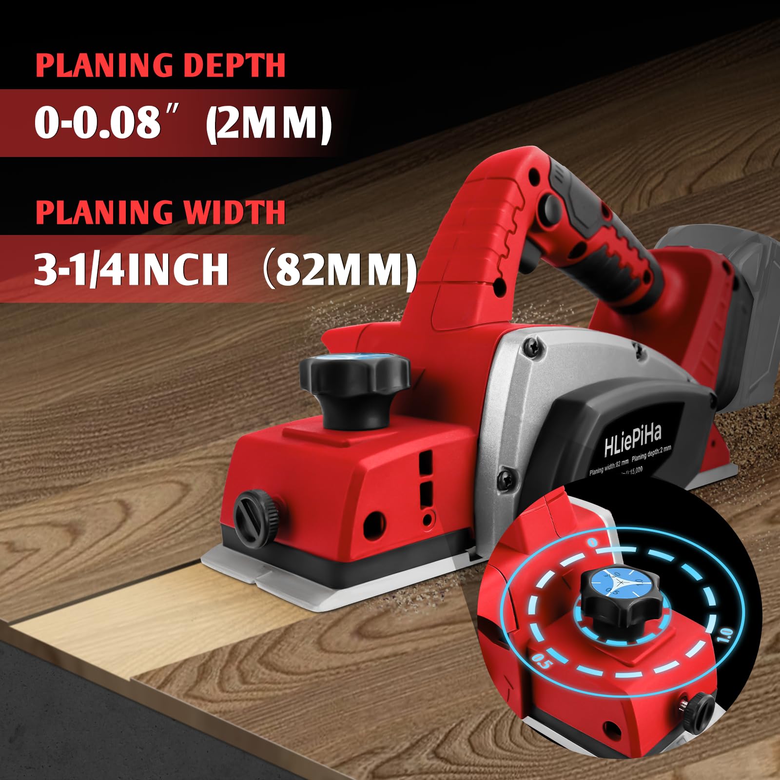 Raboteuse portable sans fil pour batterie Milwaukee 18 V, rabot à bois électrique 15 000 tr/min, rabot électrique sans balais de 8,9 cm pour travail du bois, menuisier maison bricolage (sans
