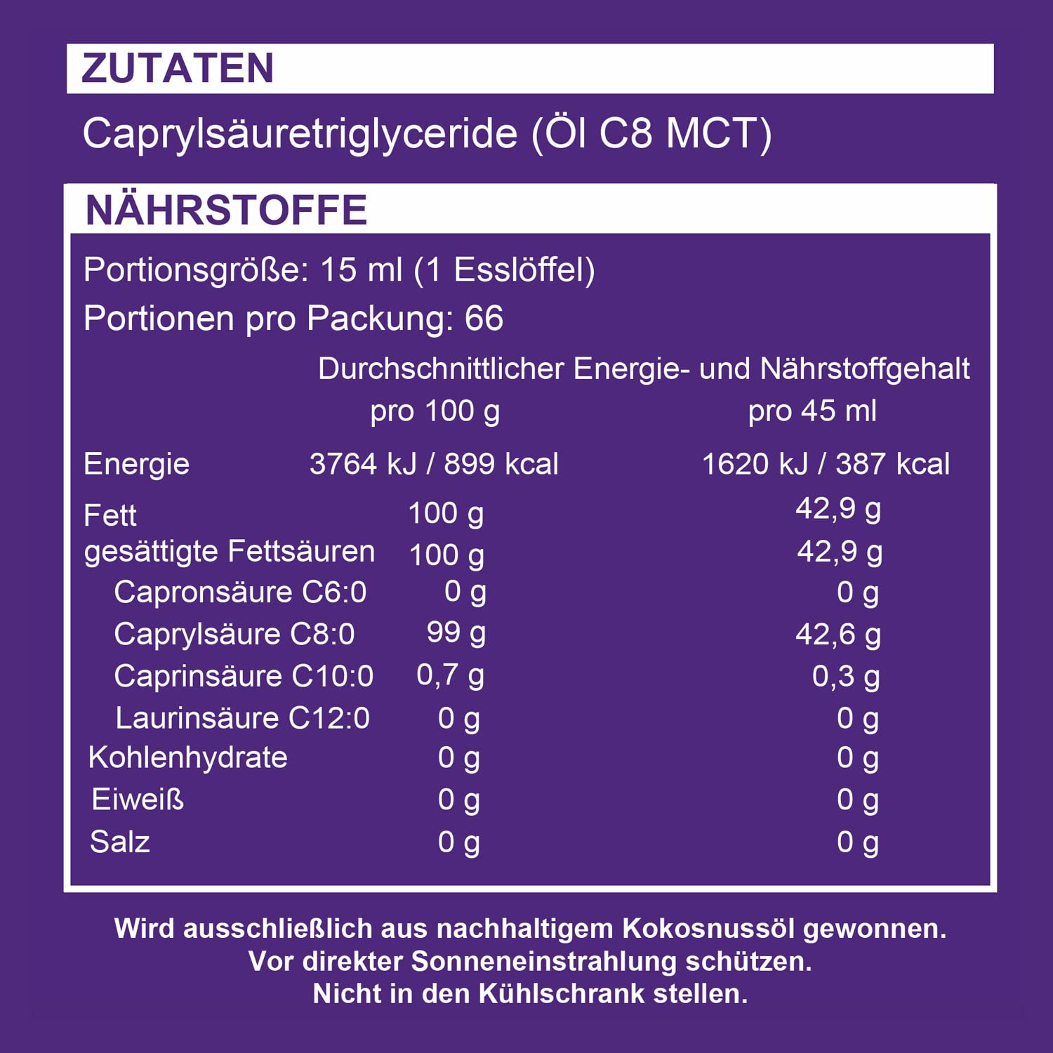 Reines MCT Öl C8 | Produziert 4X Ketone im Vergleich als Andere MCT-Öle | Höchste Reinheit von über 99% | 100% aus Kokosnuss | Unterstützt Keto & Fasten | Vegan | 1000 ml | Ketosource®