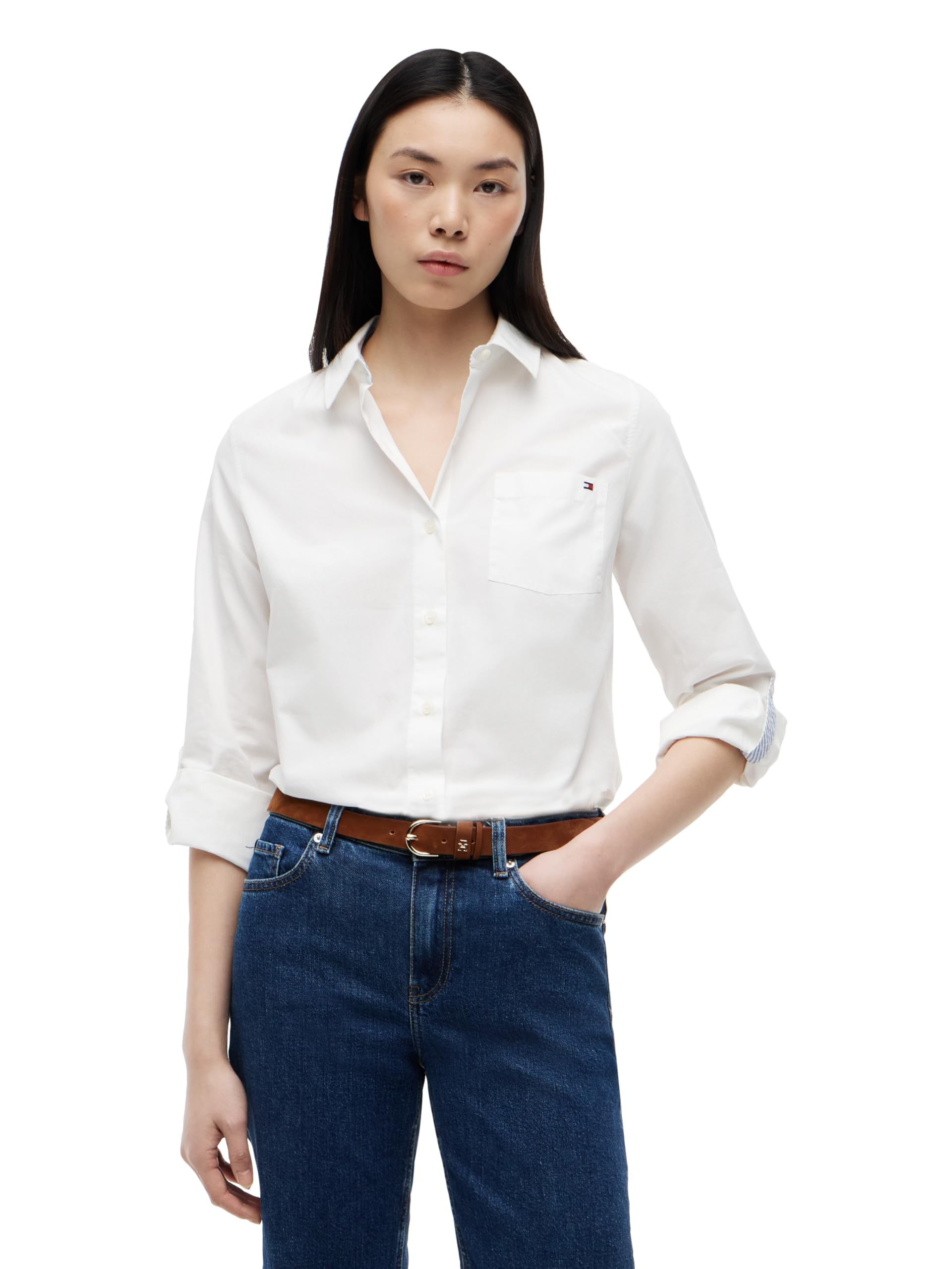 Tommy Hilfiger Women's Cotton Poplin Long Sleeve Button Down