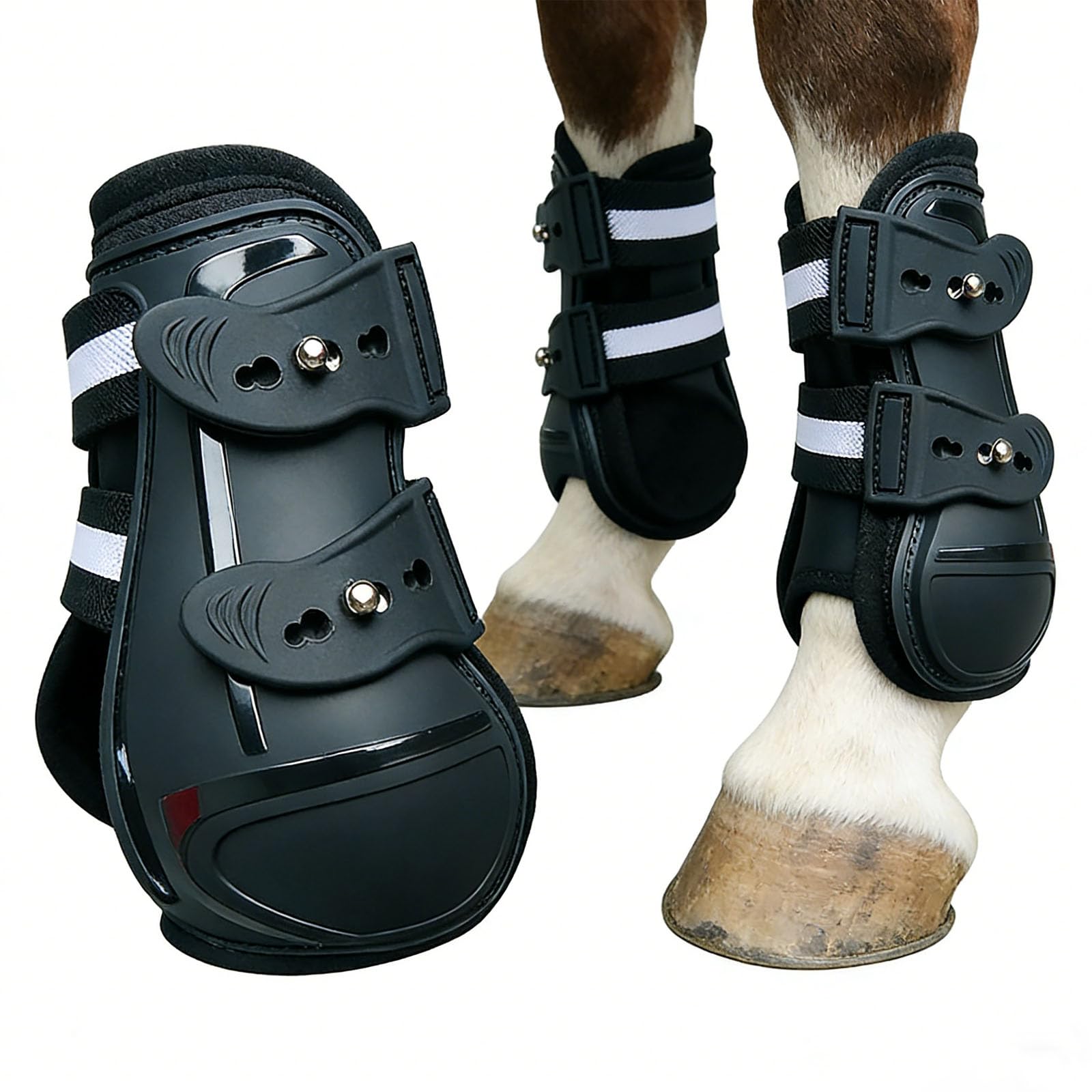 PU Shell Cavallo Tendine Boot Assorbimento Shock Equestri Leg Wraps Equitazione Leg Guard Facile da Usare Tendine Boot